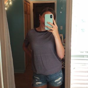 PINK Purple and White striped tee